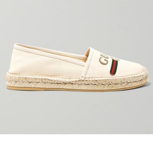 New Gucci canvas logo print canvas espadrilles flats - Picture 3 of 9